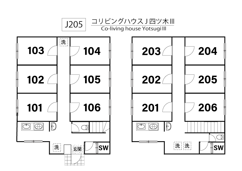 J205 Tokyoβ 四ツ木1間取り図