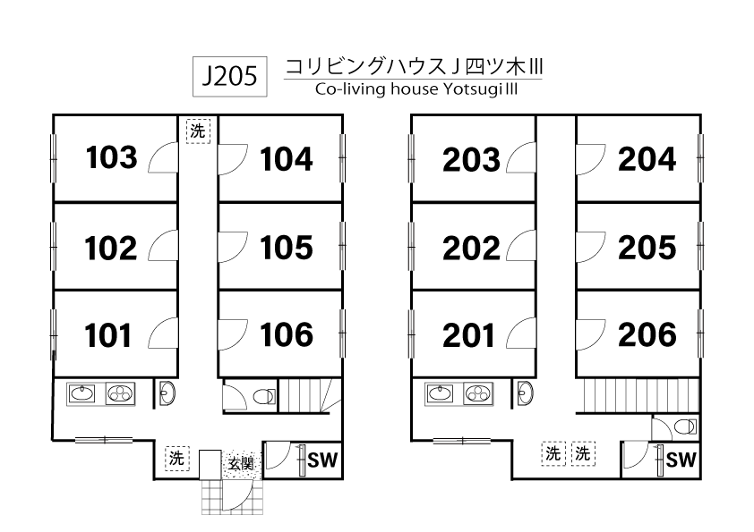 J205 Tokyoβ 四ツ木1（コリビングハウス J 四ツ木Ⅲ）間取り図