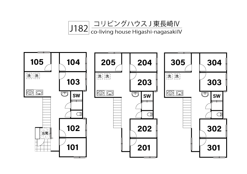 J182 Tokyoβ 東長崎1（コリビングハウス J 東長崎Ⅳ）間取り図