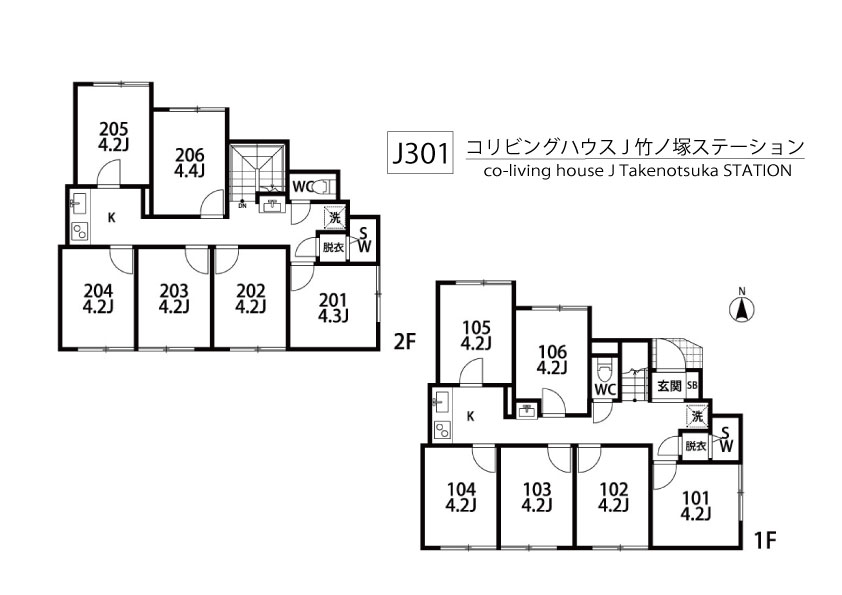 J301 Tokyoβ 竹ノ塚13（コリビングハウス J 竹ノ塚ステーション）間取り図