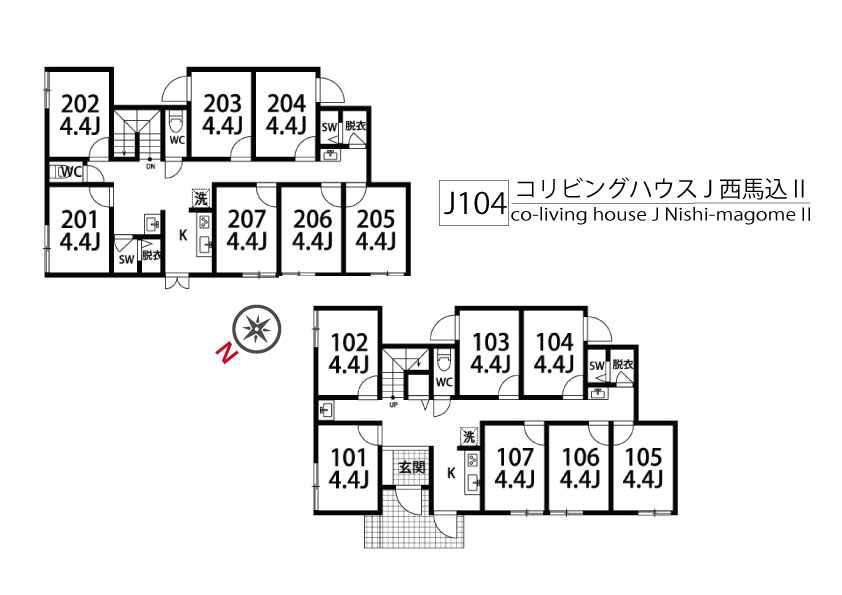J104 Tokyoβ 西馬込1（コリビングハウス J 西馬込Ⅱ）間取り図