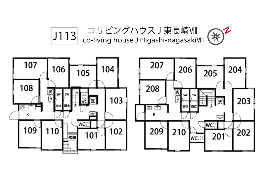 J113 Tokyoβ 東長崎3（コリビングハウス J 東長崎Ⅲ）間取り図