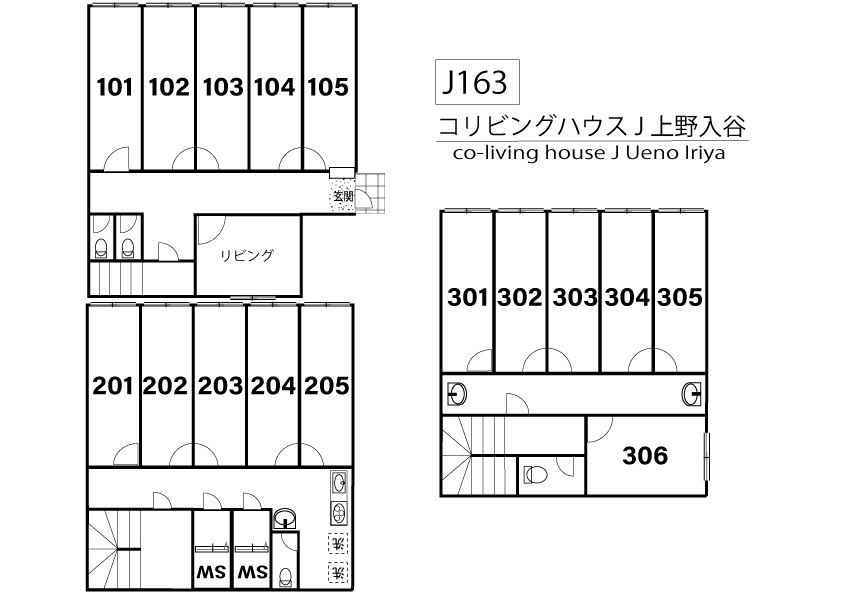 C263 co-living house Iriya間取り図