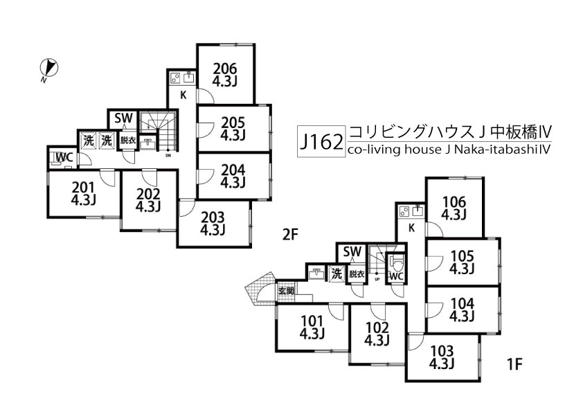 J162 Tokyoβ 中板橋3（コリビングハウス J 中板橋Ⅳ）間取り図