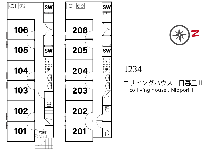 J234 Tokyoβ Arakawa-kuyakushomae 2間取り図