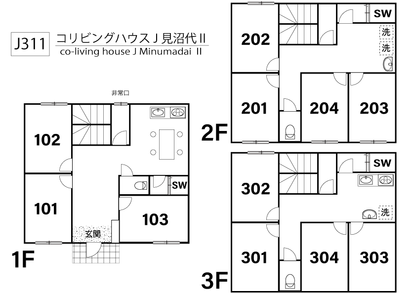J311 Tokyoβ Minumadai-shinsuikoen 1間取り図
