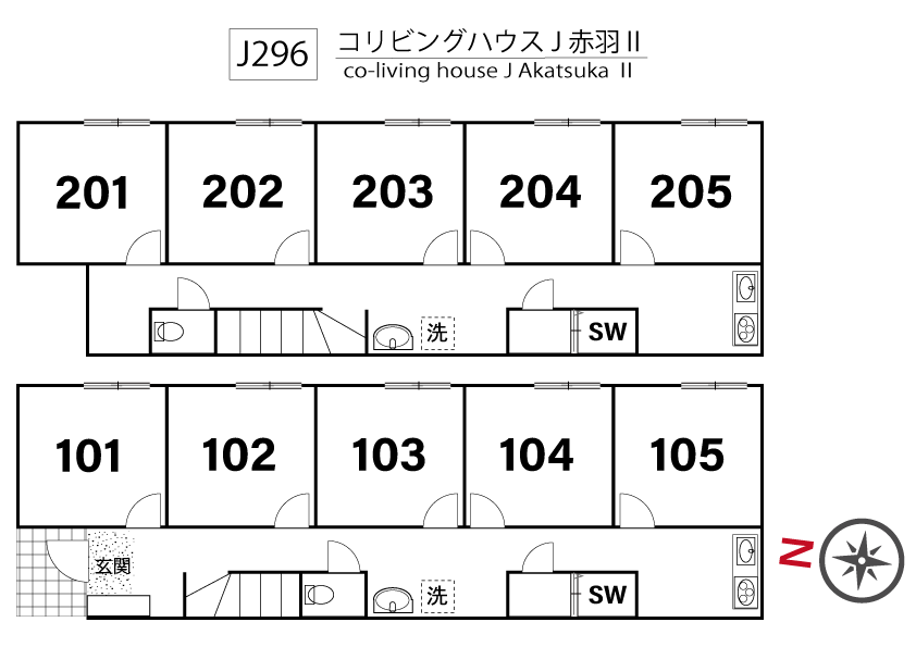 J296 Tokyoβ 赤羽4（コリビングハウス J 赤羽Ⅱ）間取り図