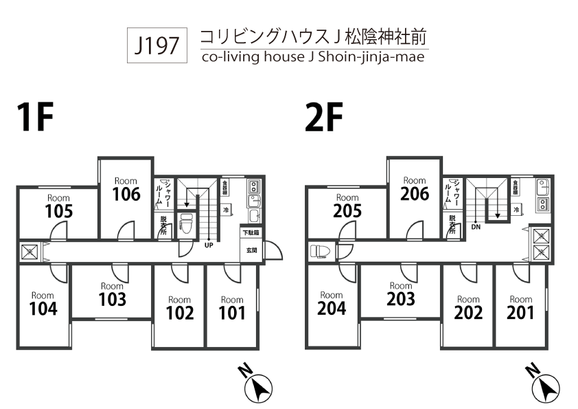 J197 Tokyoβ Shoinjinja-mae 2 (co-living house Shoinjinjamae)間取り図