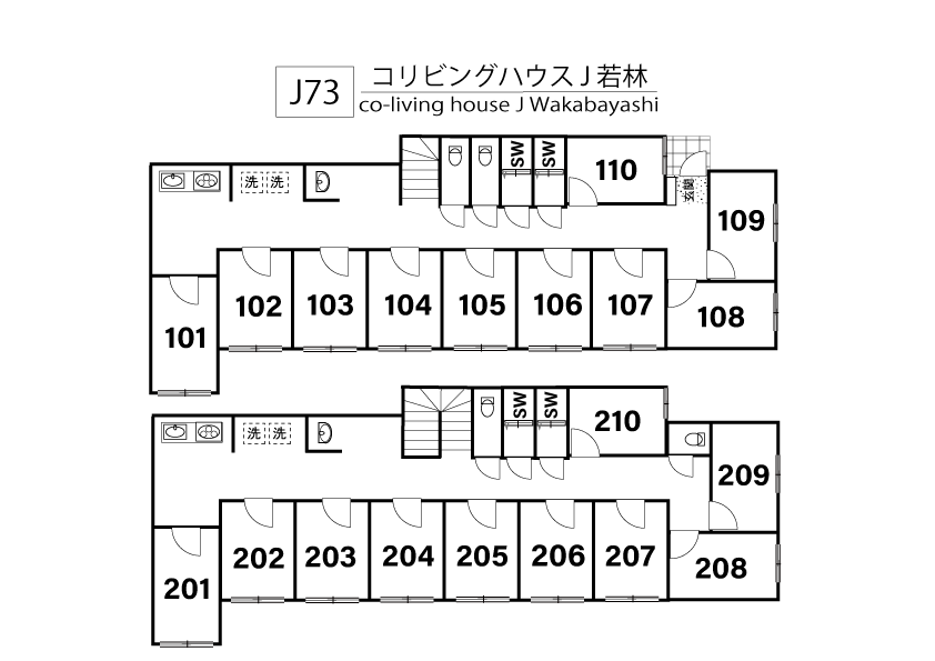 J73 Tokyoβ Wakabayashi 2間取り図