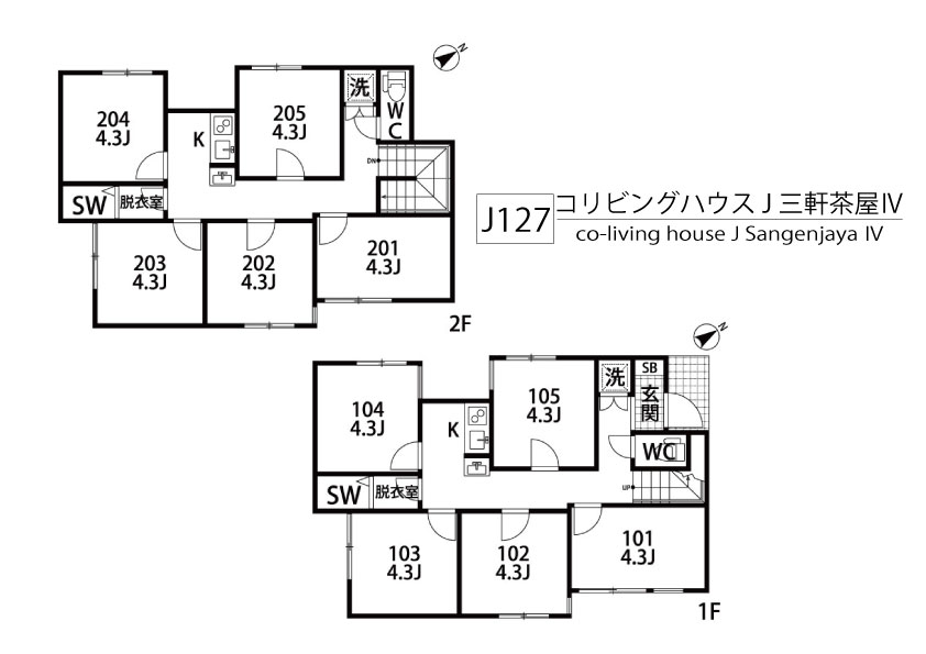 J127 Tokyoβ Sangenjaya 5 (co-living house J SangenjayaⅣ)間取り図