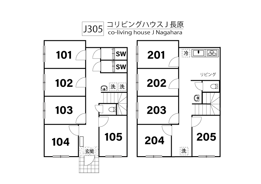 J305 Tokyoβ 長原2間取り図