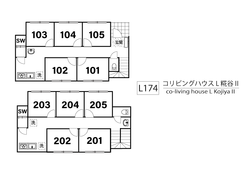 L174 Tokyoβ Ootorii 3 (co-living house L KojiyaⅡ)間取り図