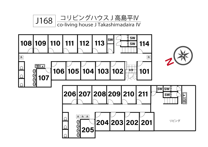 J168 Tokyoβ Takashimadaira 3間取り図