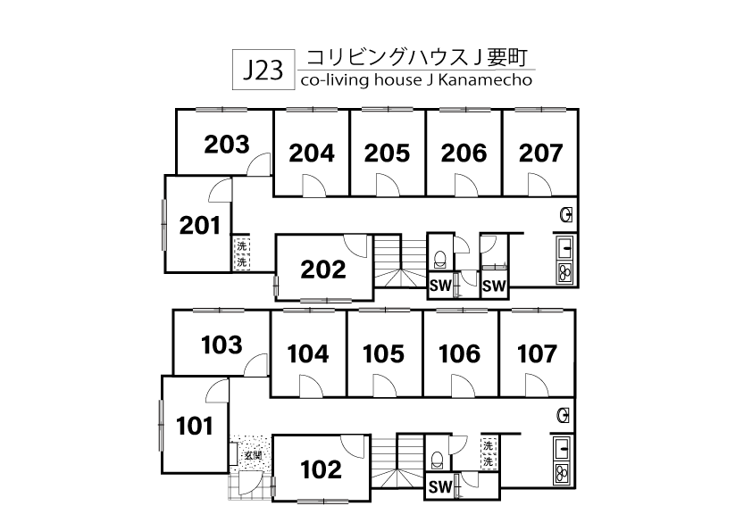 J23 okyoβ시이나마치1間取り図