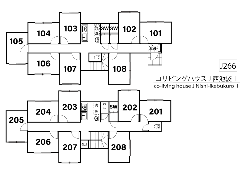 J266 Tokyoβ Shina-machi 4 (co-living house J Nishi-ikebukuroⅡ)間取り図