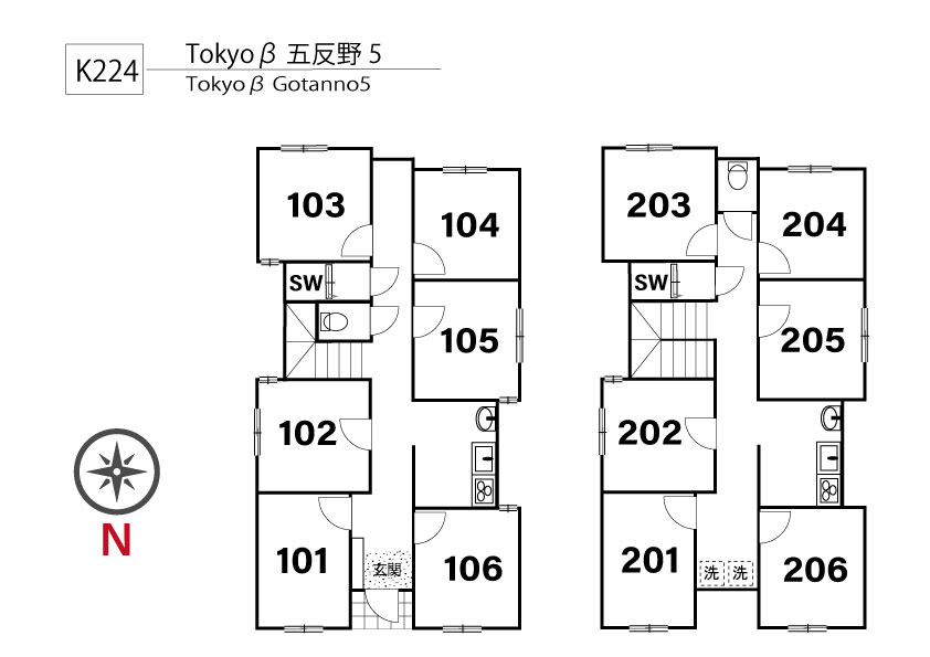 K224 Tokyoβ 五反野5間取り図