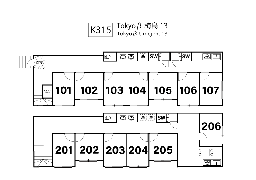 K315 Tokyoβ 梅島13間取り図