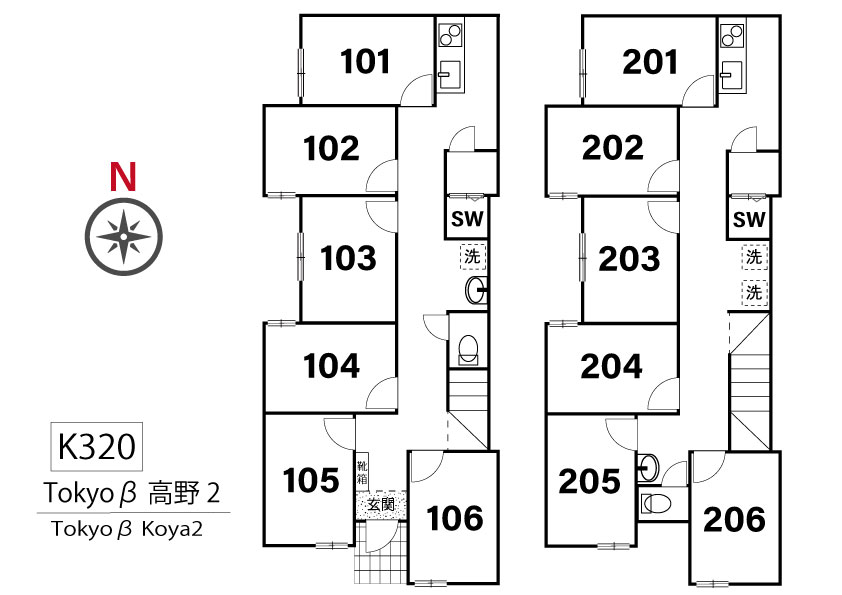 K320 Tokyoβ 高野2間取り図