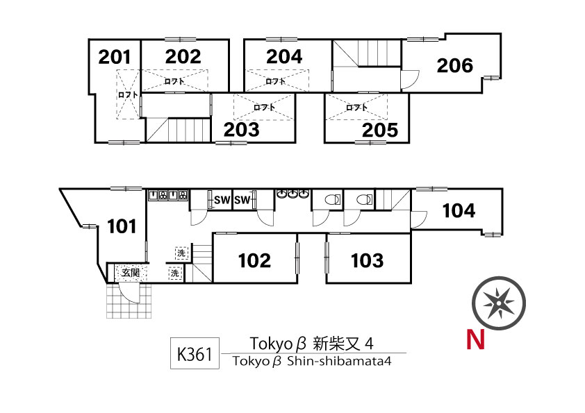 K361 Tokyoβ 新柴又4間取り図