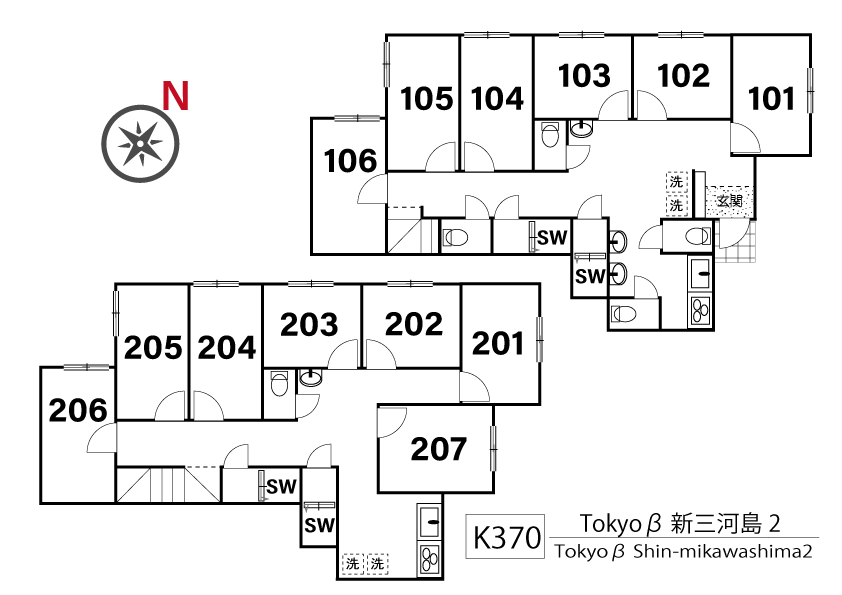 K370 Tokyoβ 新三河島2間取り図