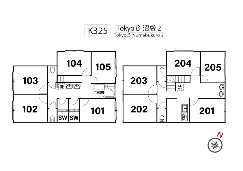 K325 Tokyo β Numabukuro 2間取り図