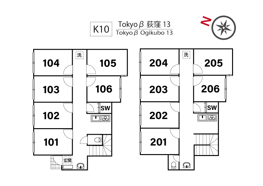 K10 Tokyo β Ogikubo 13間取り図