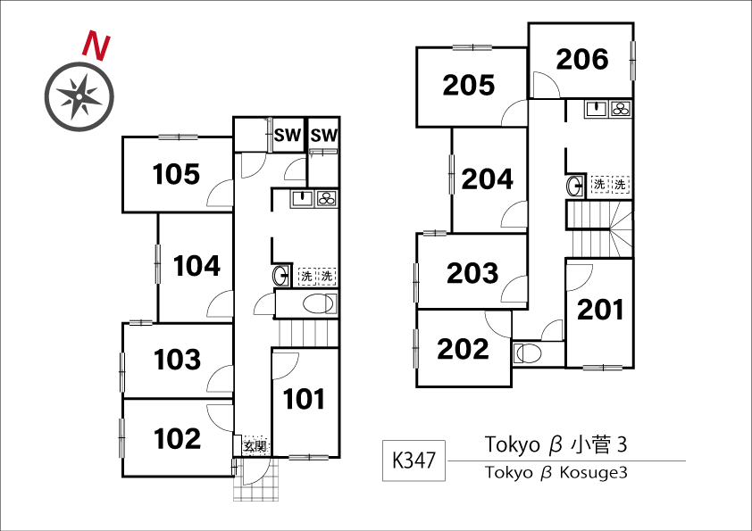 K347 Tokyoβ Kosuge 3間取り図