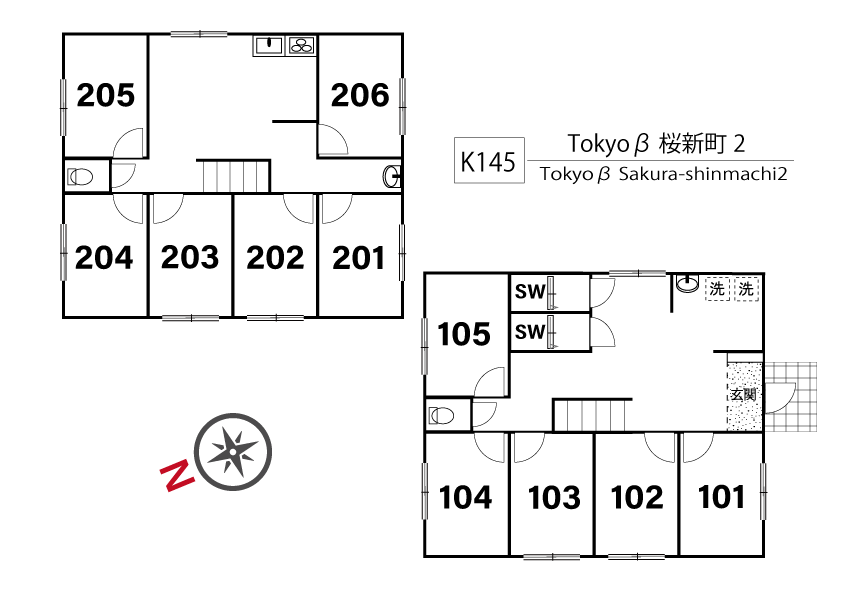 K145 Tokyoβ Sakura-shimmachi 2間取り図