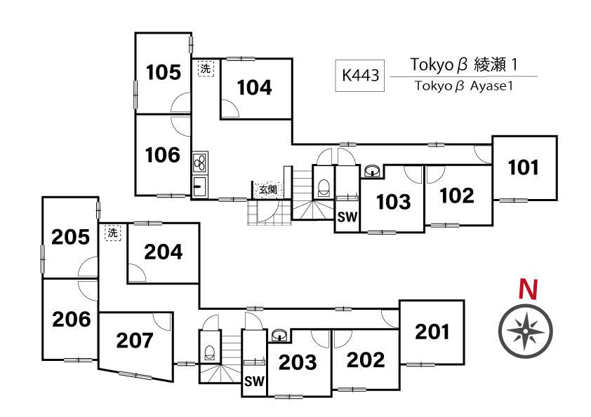 K443 Tokyoβ 아야세1間取り図