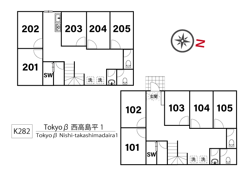 K282 Tokyoβ 西高岛平1間取り図
