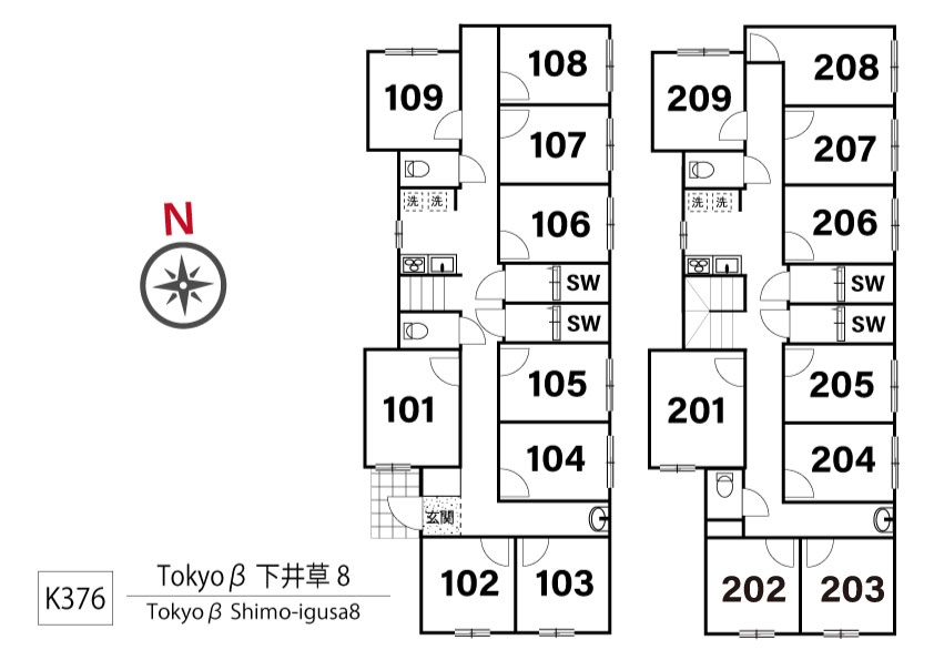 K376 Tokyoβ 下井草8間取り図