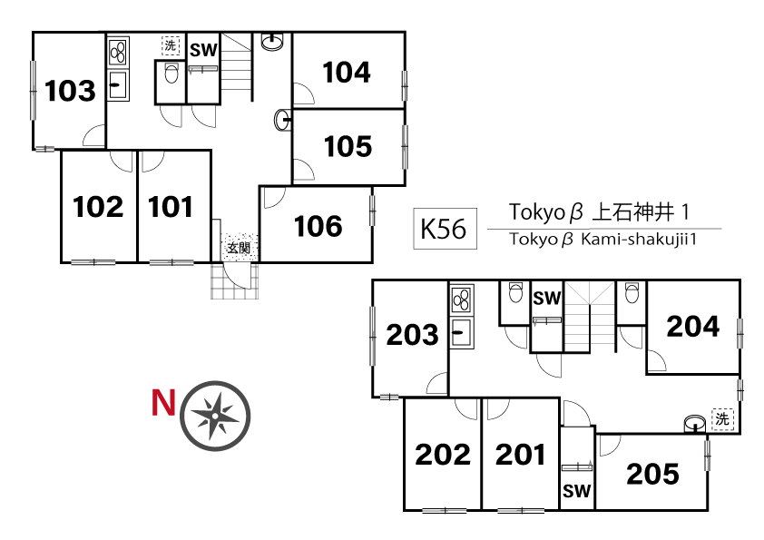 K56 Tokyoβ 카미샤쿠지이1間取り図