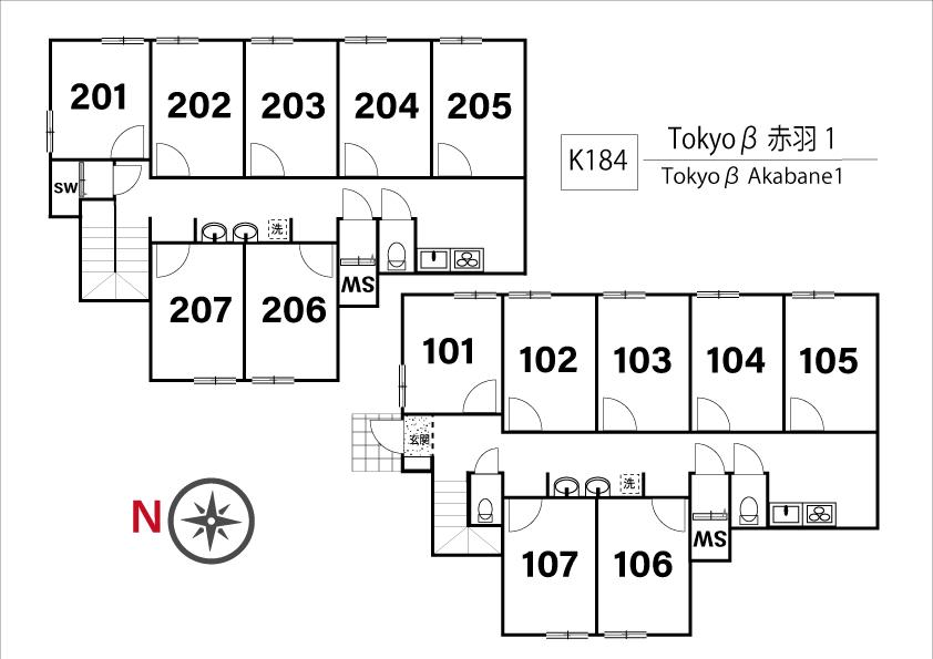 K184 Tokyoβ 赤羽1間取り図