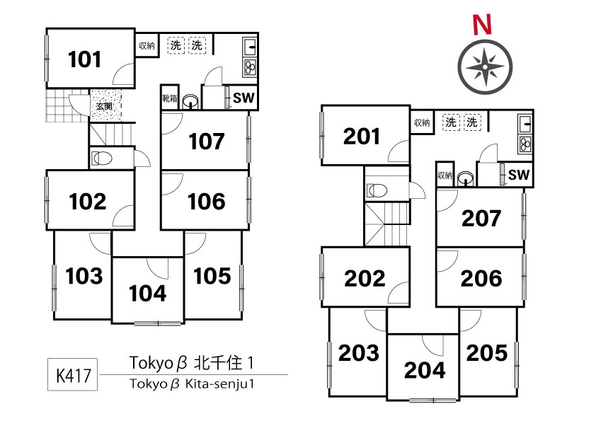 K417 Tokyoβ Kitasenju 1間取り図