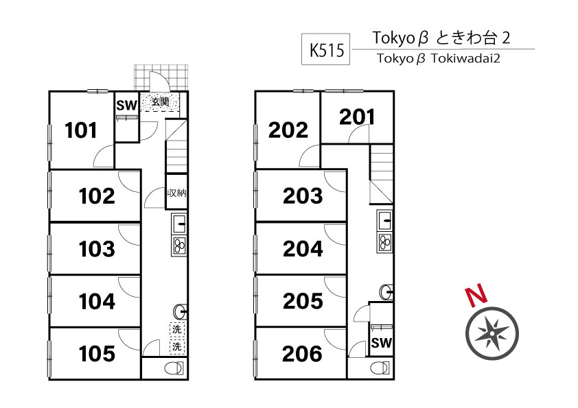 K515 Tokyoβ 常盘台2間取り図