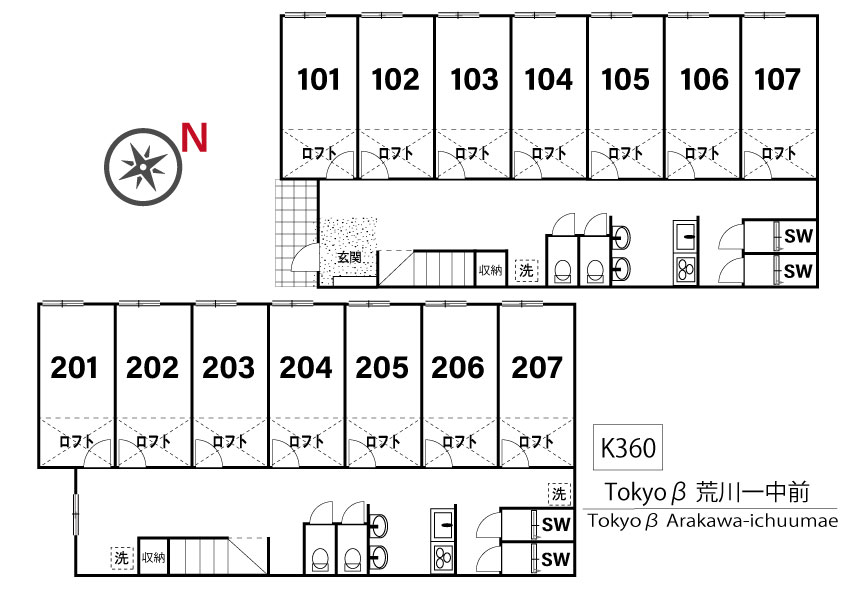 K360 Tokyoβ 荒川一中前間取り図