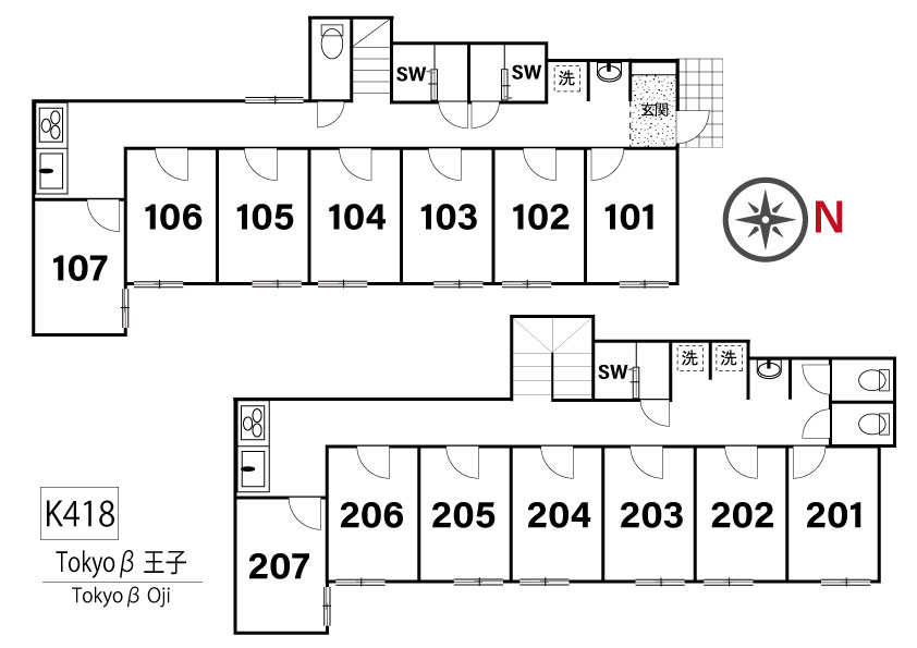 K418 Tokyoβ 王子間取り図