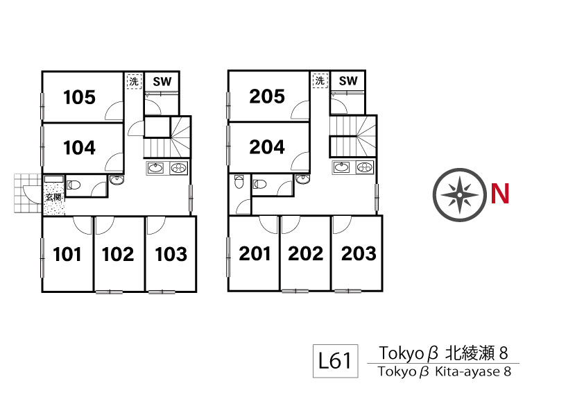L61 Tokyoβ 北綾瀬8間取り図