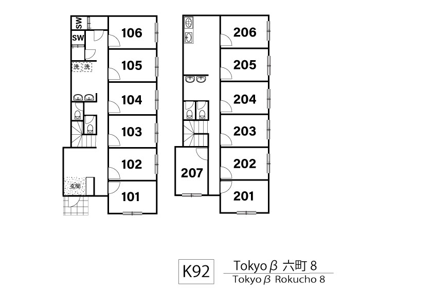 K92 Tokyoβ 로쿠쵸8間取り図