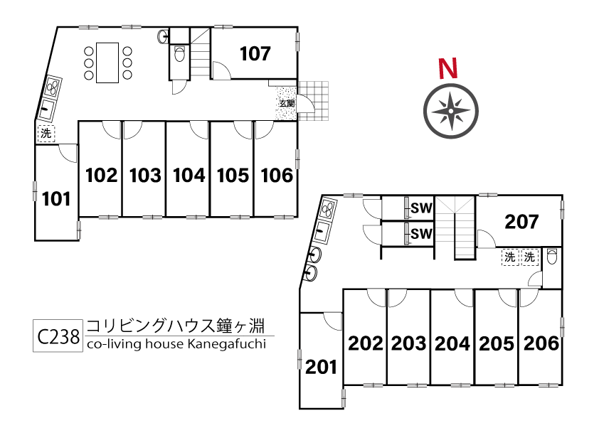 C238 コリビングハウス鐘ヶ淵間取り図