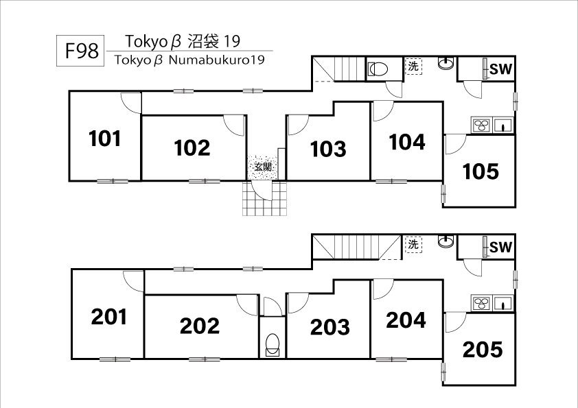 F98 Tokyoβ 沼袋19間取り図