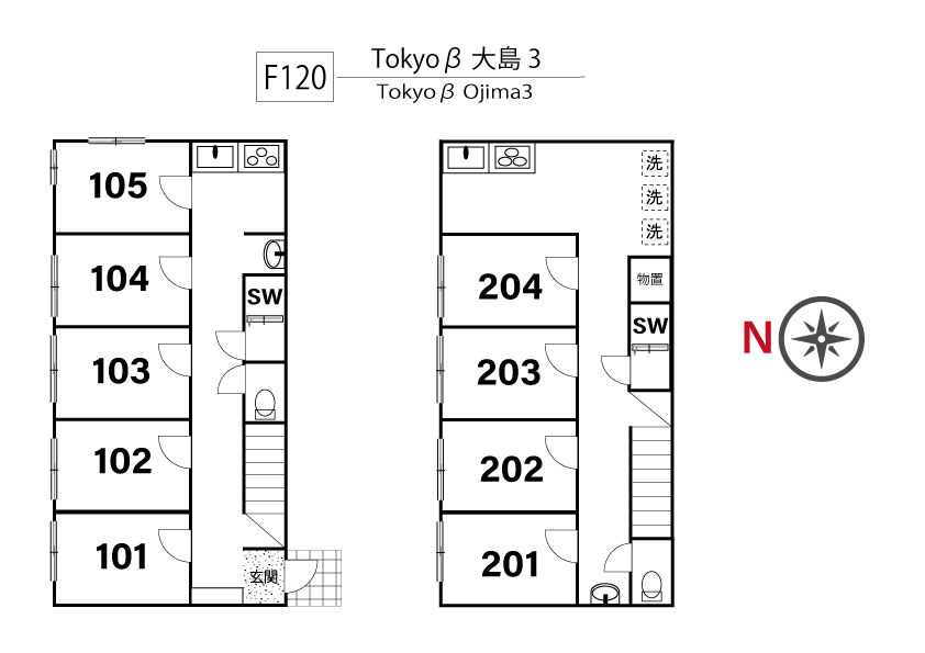 F120 TOKYOβ 大島3間取り図