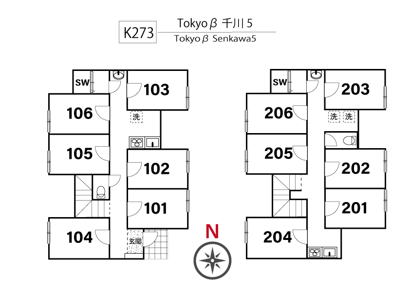 K273 Tokyoβ Senkawa 5間取り図