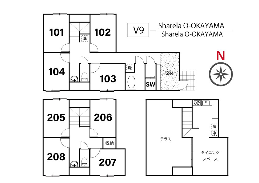 V9 Sharela O-OKAYAMA間取り図