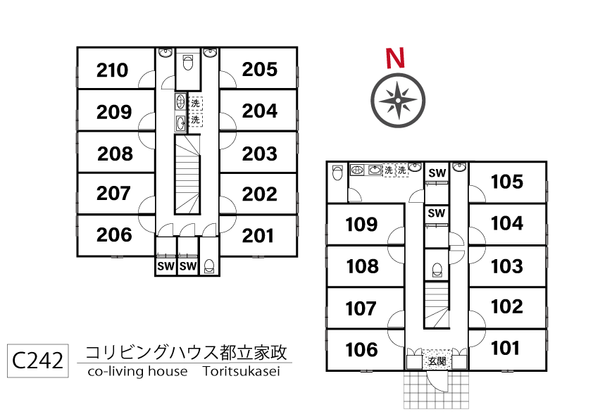 C242 コリビングハウス都立家政14間取り図