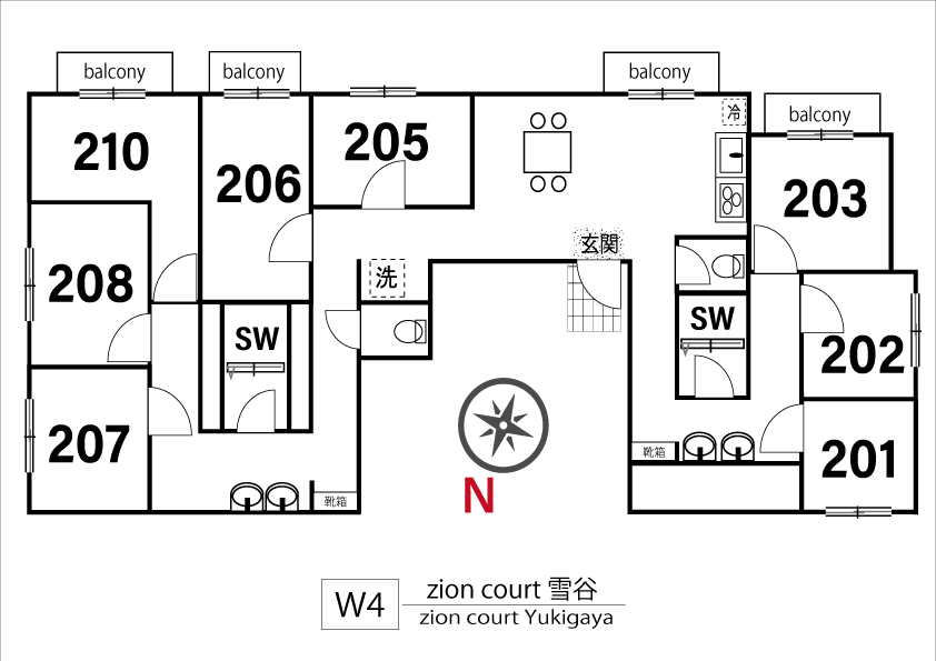 W4 zion court 雪谷間取り図