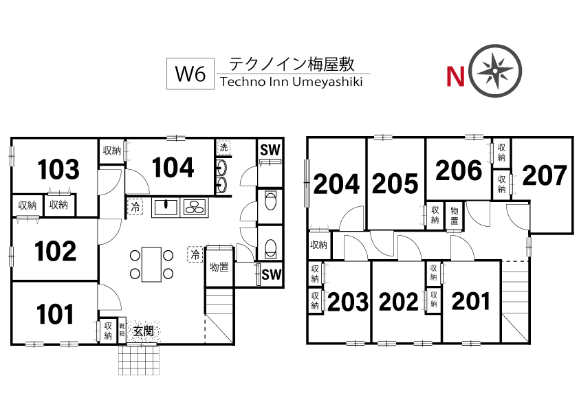 W6 テクノイン 梅屋敷間取り図