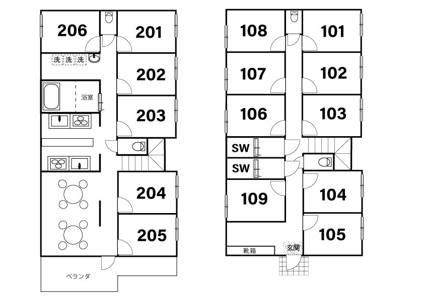 W7 co-living house Yokohama４間取り図