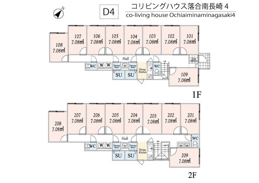 D4 co-living house Ochiai Minami-nagasaki 4間取り図