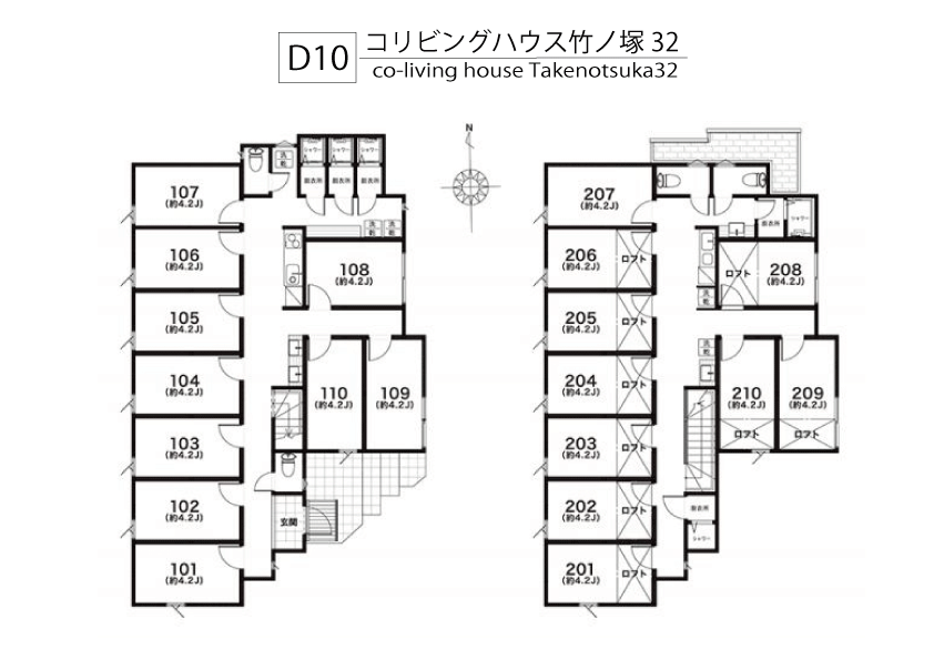 D10 co-living house Takenotsuka 32間取り図
